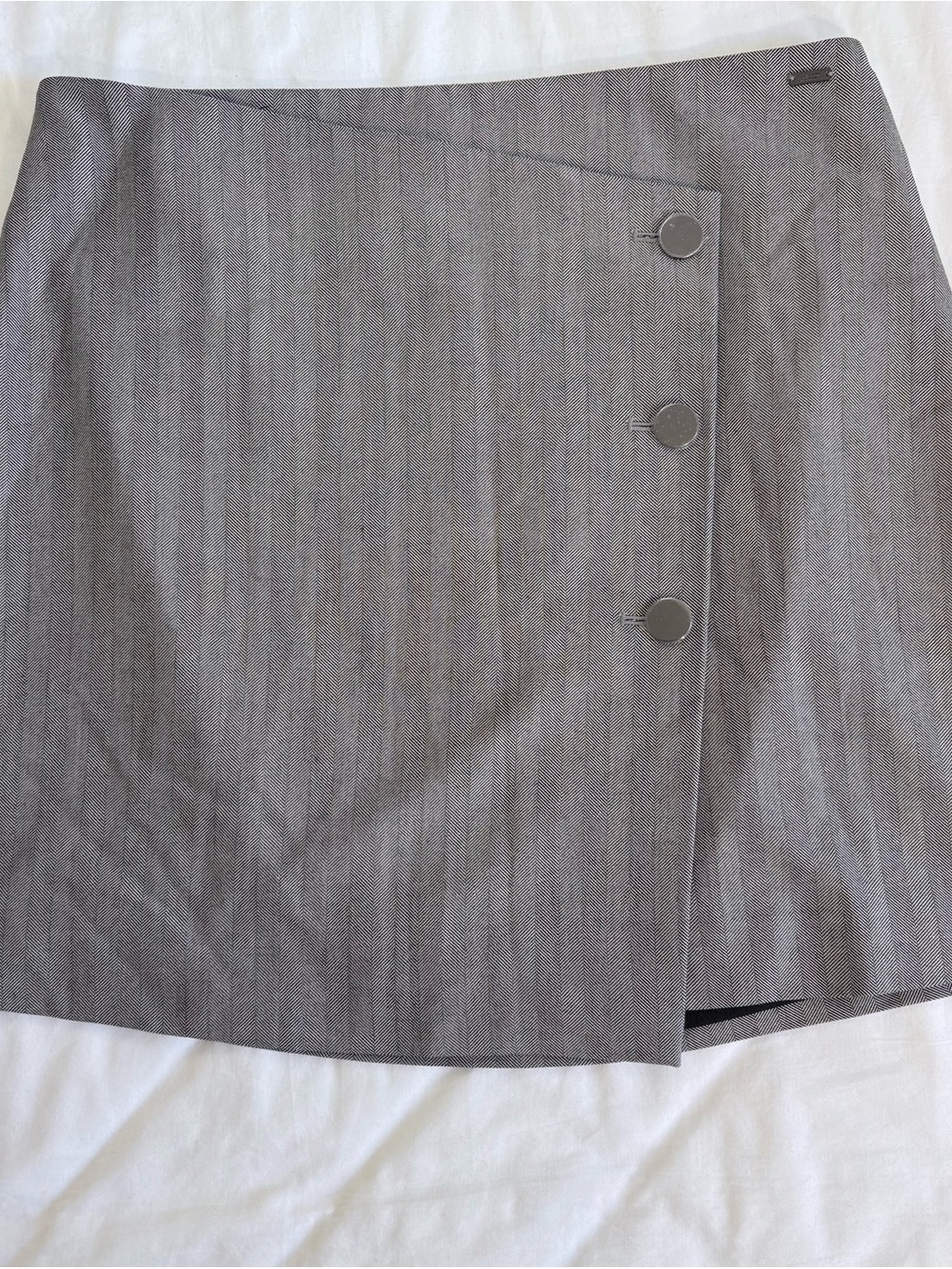 Armani Exchange Gray Mini Skirt with Button Front